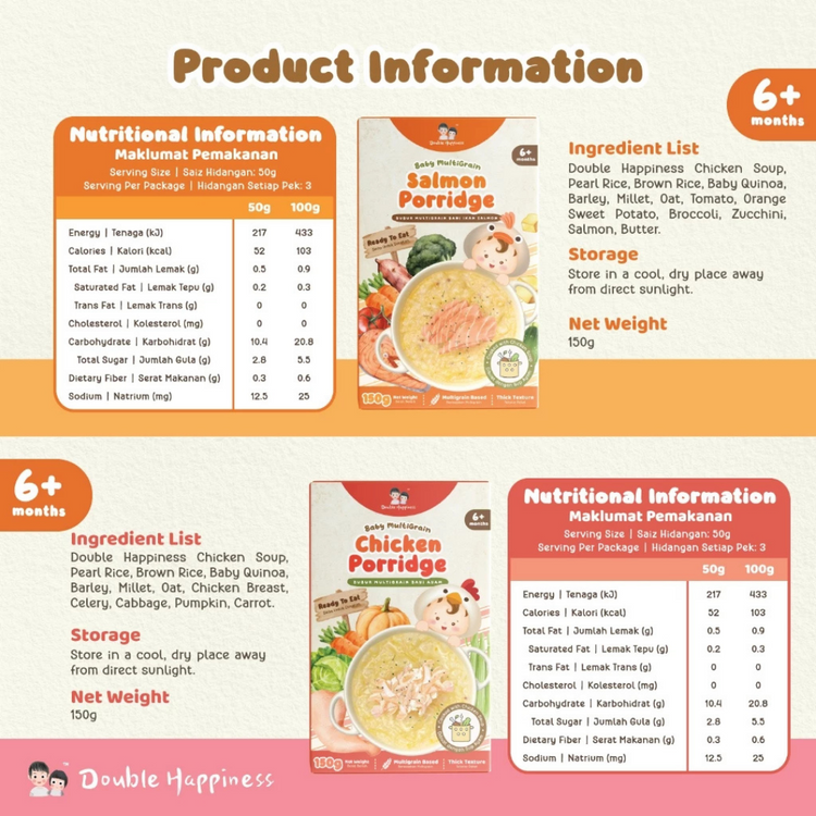 Double Happiness Baby Ready to Eat Porridge | Instant Porridge | Travel friendly food