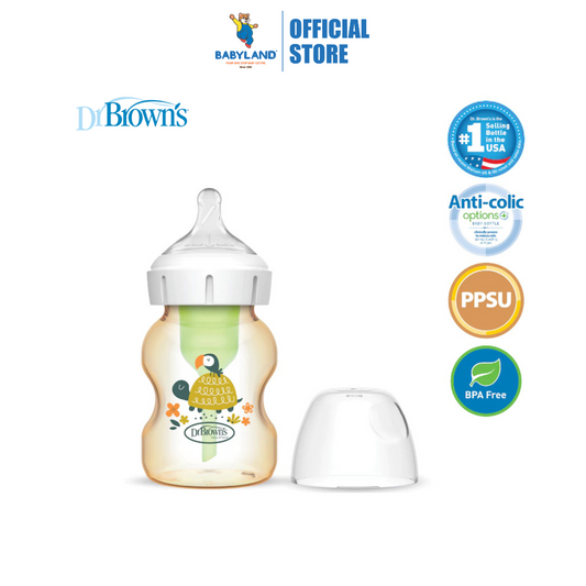 Dr Brown's Anti-Colic Newborn Options+ PPSU Wide Neck Bottle 150ml 1Pc - Bird / Level 1 Teat
