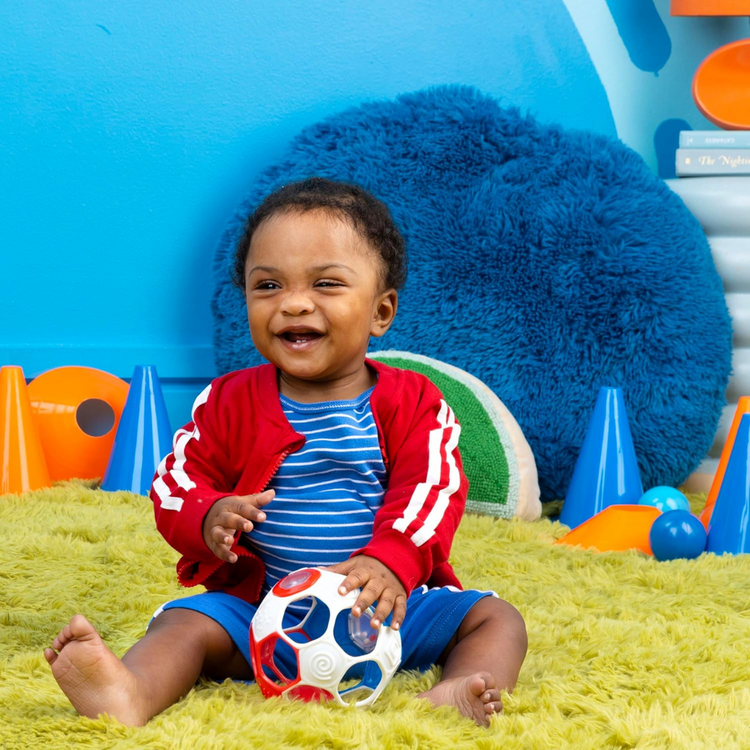 Bright Starts Oball Grippin' Goals Rattle Ball - Red, White & Blue (0m+)