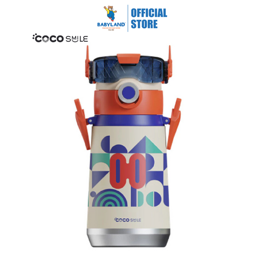 Cocosmile 8131 Robot Insulated Bottle with Straw, Stainless Steel 500ml - White