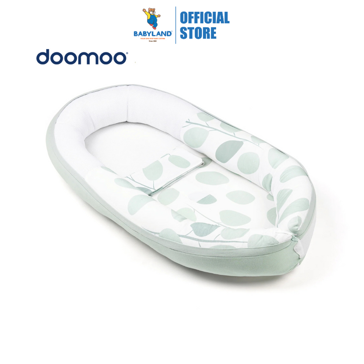 Doomoo Cocoon Baby Bed - Leaves Aqua Green