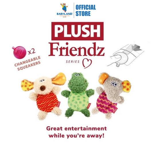 GiGwi Plush Friendz with Refillable Squeaker Dog Toy - Elephant