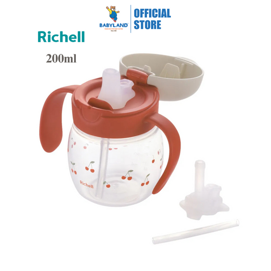 Richell Training L.I Spout-Straw Master Set 200ml - Red (5m+)
