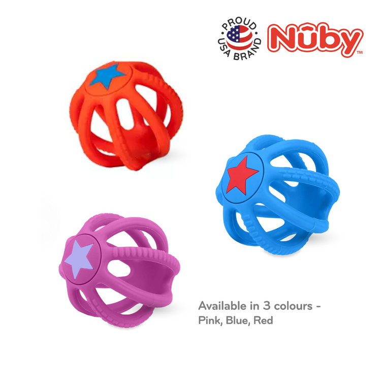 Nuby Silicone Collapsible Ball Teether - FDA (3m+) (Random Color)