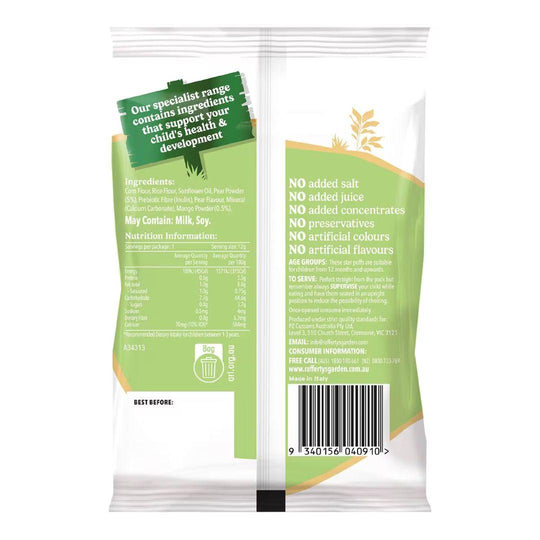 Rafferty's Garden Happy Tummies Pear & Mango Star Puffs 12g (12m+)