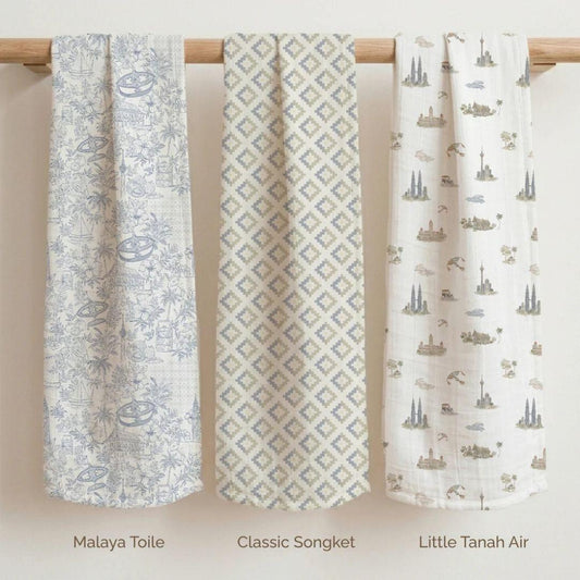 Joey & Mom Swaddle bundle 3 in 1 - A Piece of Malaysia Set (120cm x 120cm)