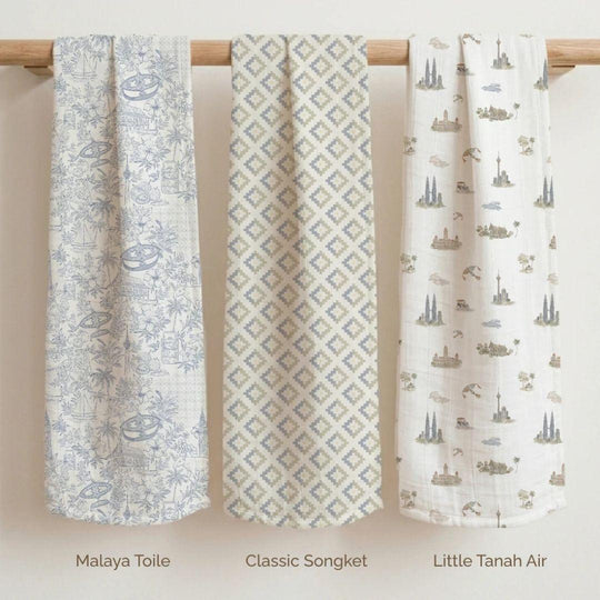 Joey & Mom Swaddle bundle 3 in 1 - A Piece of Malaysia Set (120cm x 120cm)