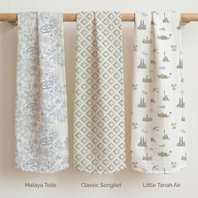 Joey & Mom Swaddle bundle 3 in 1 - A Piece of Malaysia Set (120cm x 120cm)