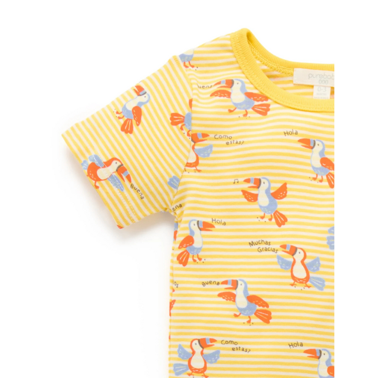 Purebaby Organic Toucan Overall Set - Faded Denim
