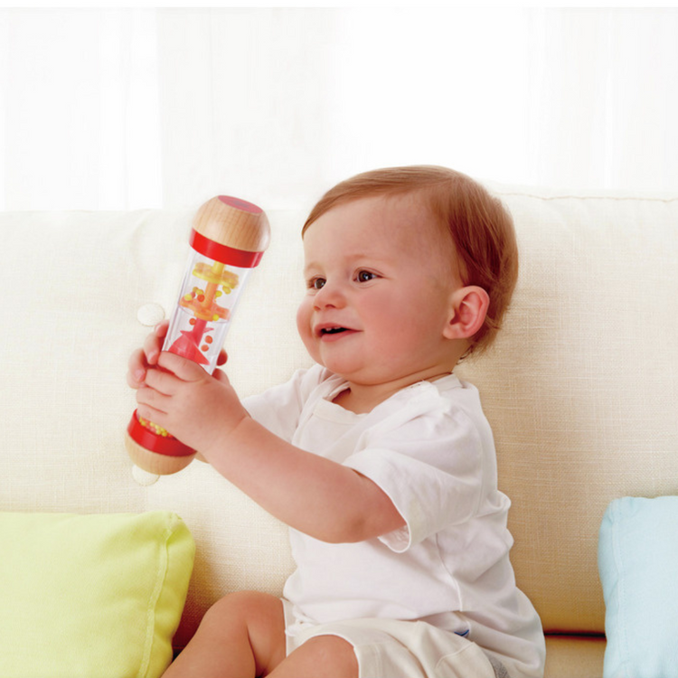 Hape 0327 Beaded Raindrops Rattle - Red For Baby Age 6 Months+