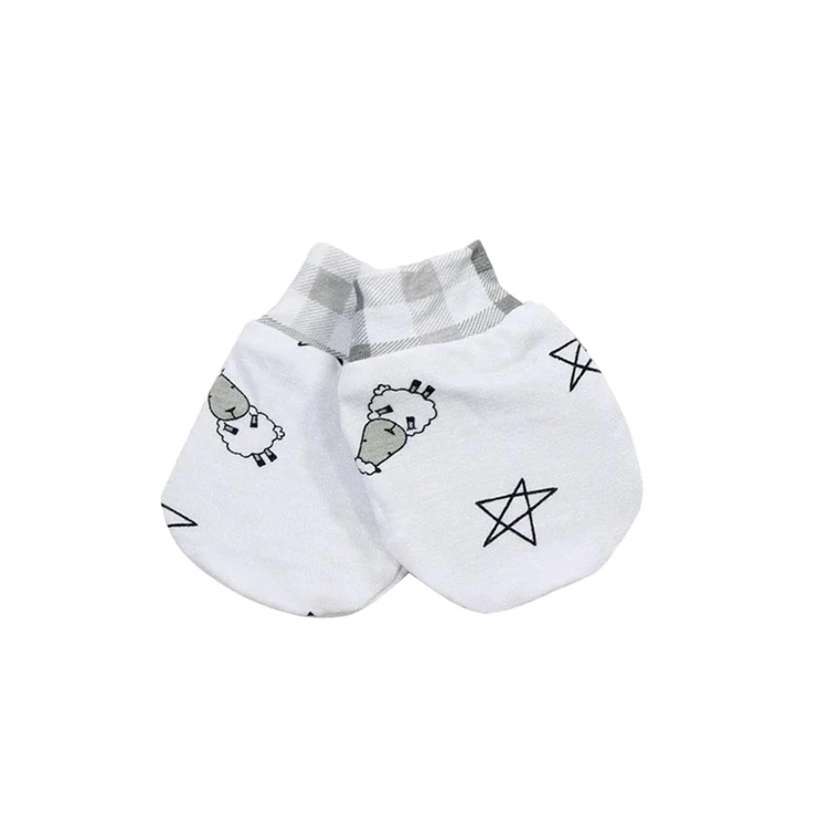 Baa Baa Sheepz Mittens Small Star & Sheepz Checkers + Big Face Checkers White Set - 2 Pairs