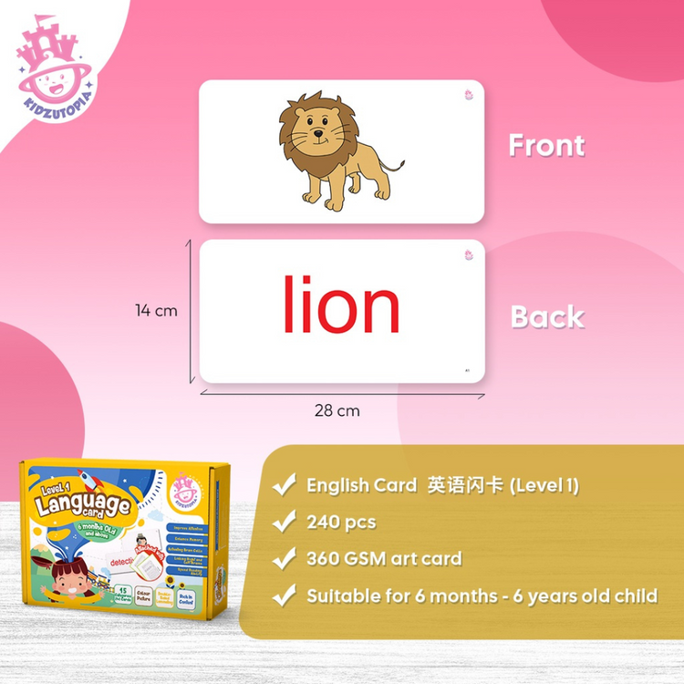 KidZutopia Early Learning Flashcard Book - English Level 1