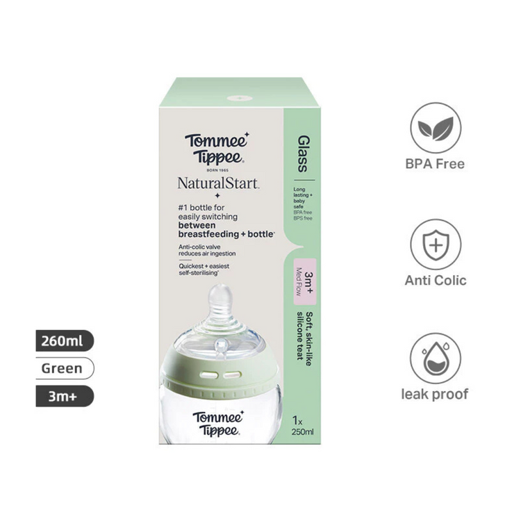 Tommee Tippee Natural Start Glass Baby Bottle , Self-Sterilising,BPA Free