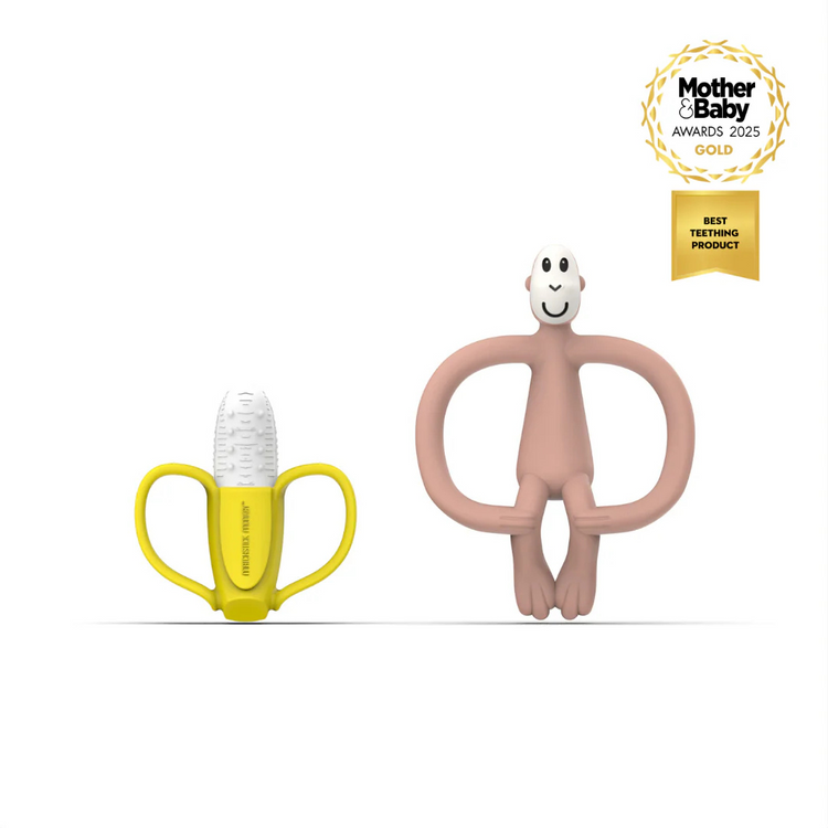Matchstick Monkey Banana Soother & Teether Gift Set - Dusty Pink