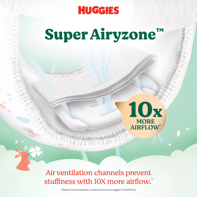 Huggies Natural AirSoft Pants Breathable and Soft Premium Diapers for Baby - M46/L36/XL30/XXL24