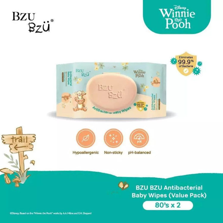 BZU BZU Antibacterial Baby Wipes Value Pack ( 80's x2 )