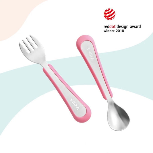 Viida Souffle Antibaterial Stainless Steel Fork & Spoon (S)