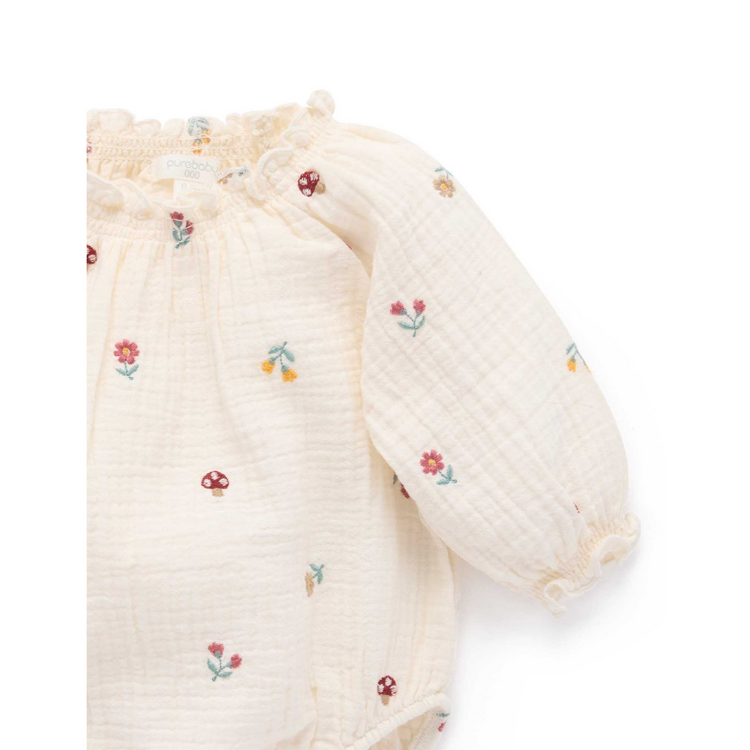 Purebaby Organic Forest Embroidered Bodysuit - Forest Broderie Print