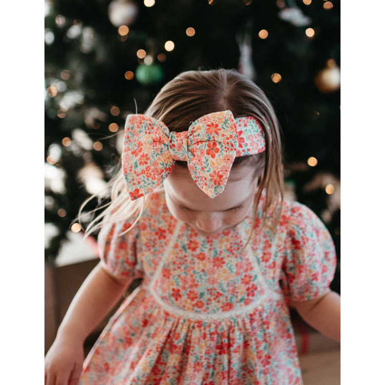 Purebaby Organic Festive Bow Headband - Summer Floral Print