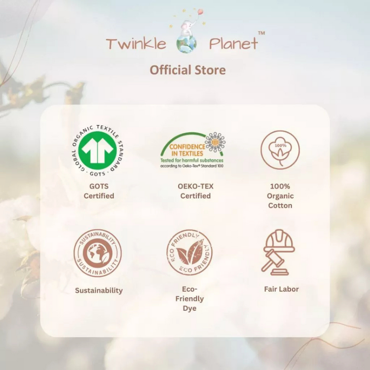 Twinkle Planet Organic Cotton Purely Natural Baby Wash Cloths (5 Pcs) (30cmX30cm)