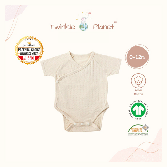 Twinkle Planet Organic Pointelle Kimono Short Sleeve Bodysuit