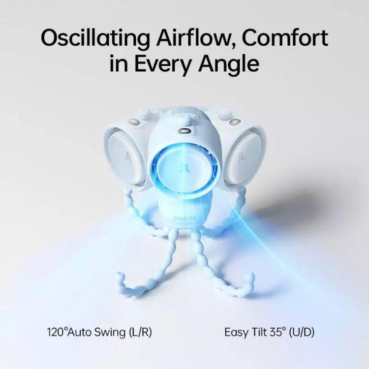 Jisulife Stroller Fan Life 3 Clip Version 5000mAh - 21H Runtime Ultra Quiet 120° Auto Oscillation Night Light for Home Office