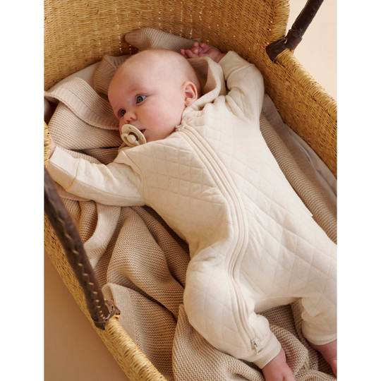 Purebaby Organic Quilted Growsuit - Wheat Melange
