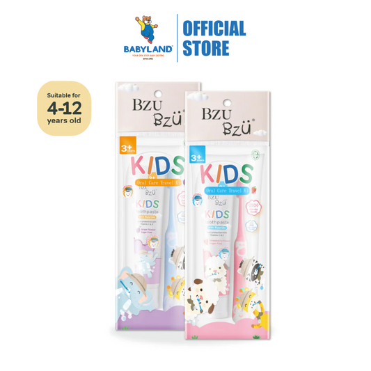 BZU BZU Kids Oral Care Travel Kit 3+ Years (Strawberry Toothpaste + Pink Toothbrush)