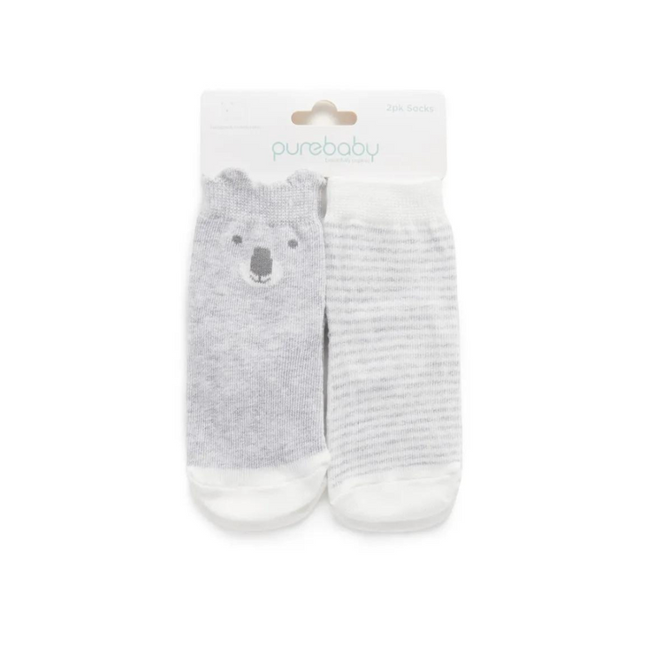 Purebaby 2 Organic Koala Socks