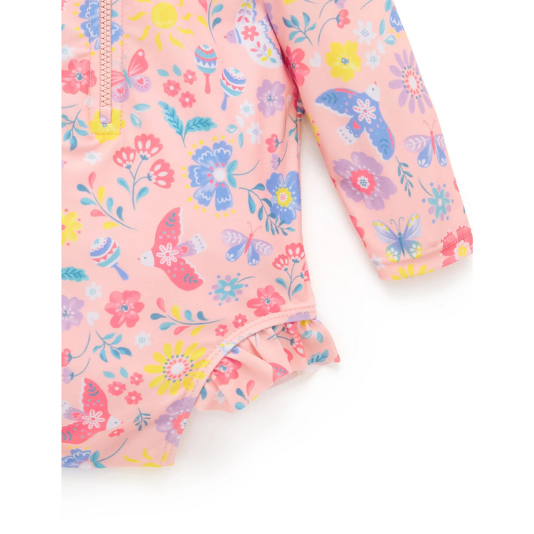 Purebaby Organic Long Sleeve Swimsuit - Pajaro Bird 