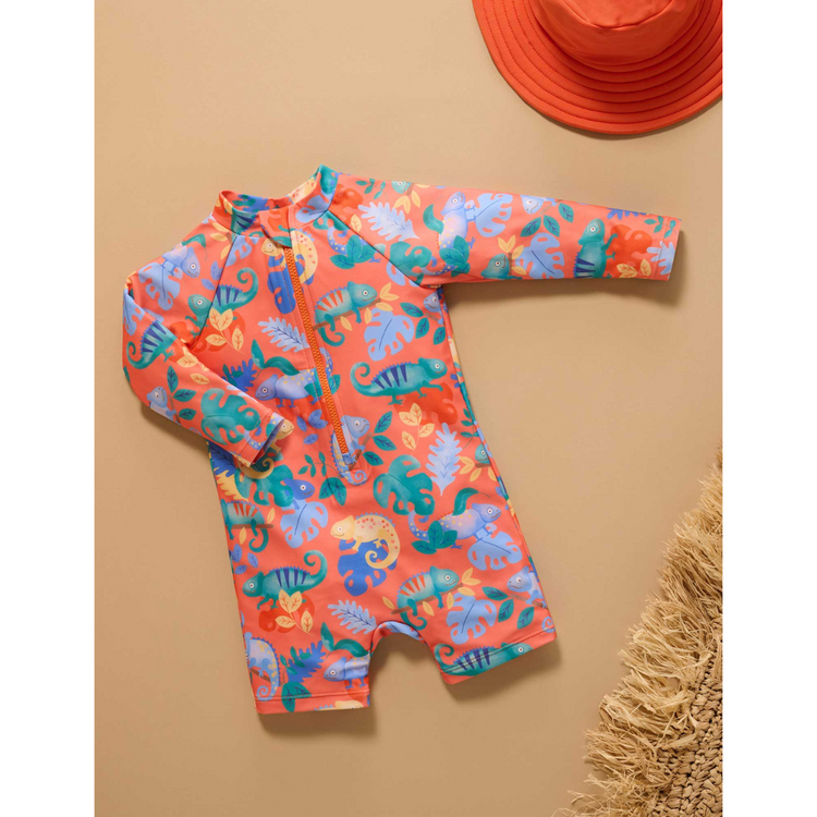 Purebaby Organic Fiesta Chameleon Long Sleeve Rashie Sunsuit