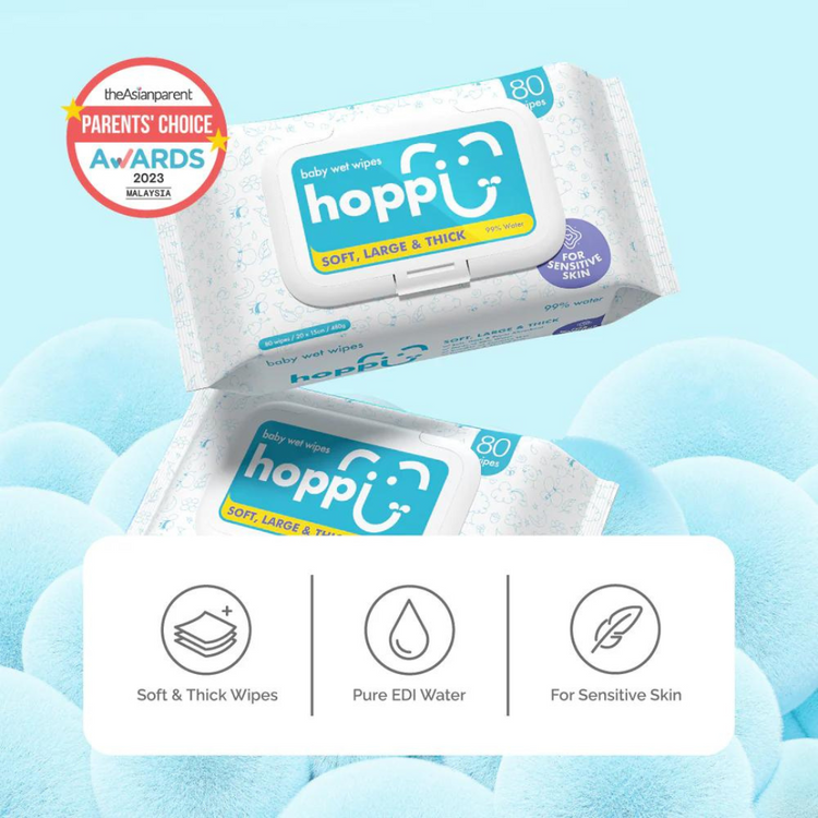 Hoppi Baby Wet Wipes (80s' x 3)