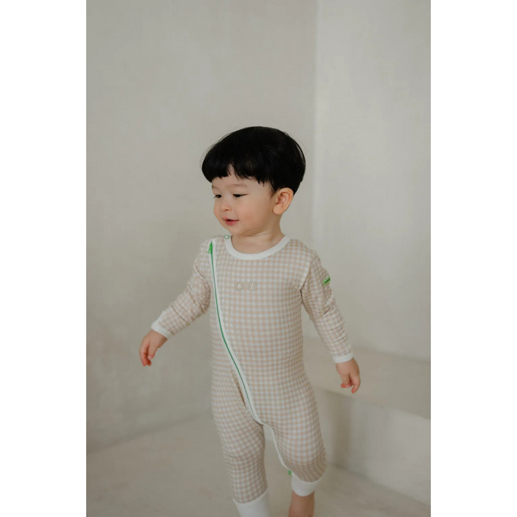 Hamako Tencel Micromodal Jippa Suit - Creme Gigham