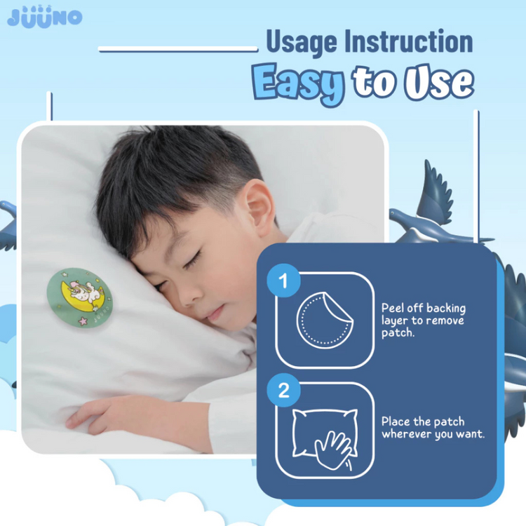 Juuno Bedtime Vapour Patch (Box of 12's) (Natural Nasal Congestion Relief/8Hour Aromatherapy/Easy Breath/Safe For Babies&Family)