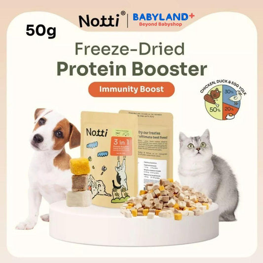 Notti 3-in-1 Protein Booster Freeze-Dried Cubes 50g | Immunity & Muscle Growth Chicken Duck Egg Yolk Dog & Cat