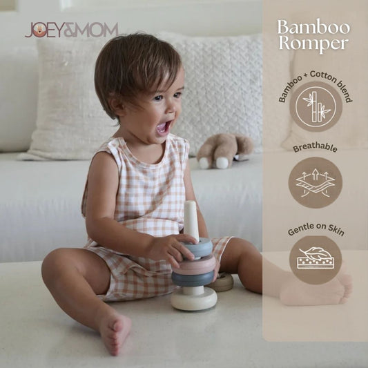Joey & Mom Sleeveless Bamboo Baby Romper - Snap Button | Eczema Friendly