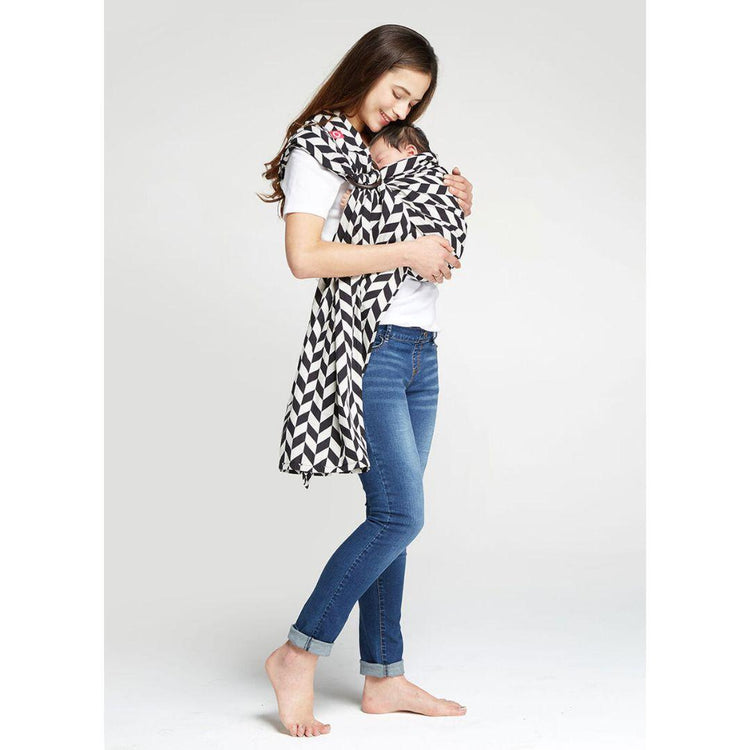 Mamaway Baby Ring Sling - Black & White Herringbone | Adjustable Baby Carrier | Penggendong bayi