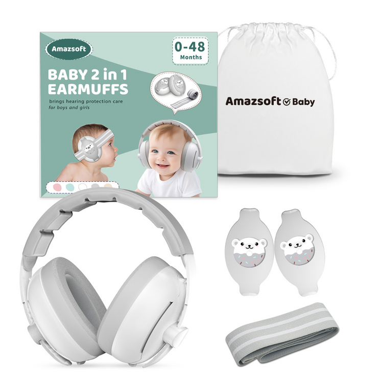 Gaabi Baby 2 in 1 Earmuffs | Headband Hearing Protection (0-48m)