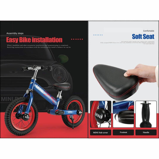 Rastar 1204 Mini Copper 12" Kid Balance Bike - Black for 1.5 to 5 years