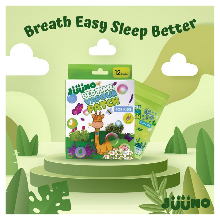 Juuno Bedtime Vapour Patch (Box of 12's) (Natural Nasal Congestion Relief/8Hour Aromatherapy/Easy Breath/Safe For Babies&Family)