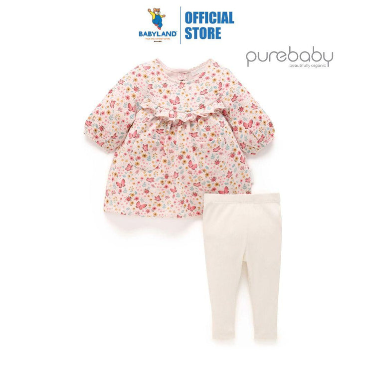 Purebaby Butterfly Print Cosy Dress with Legging Set