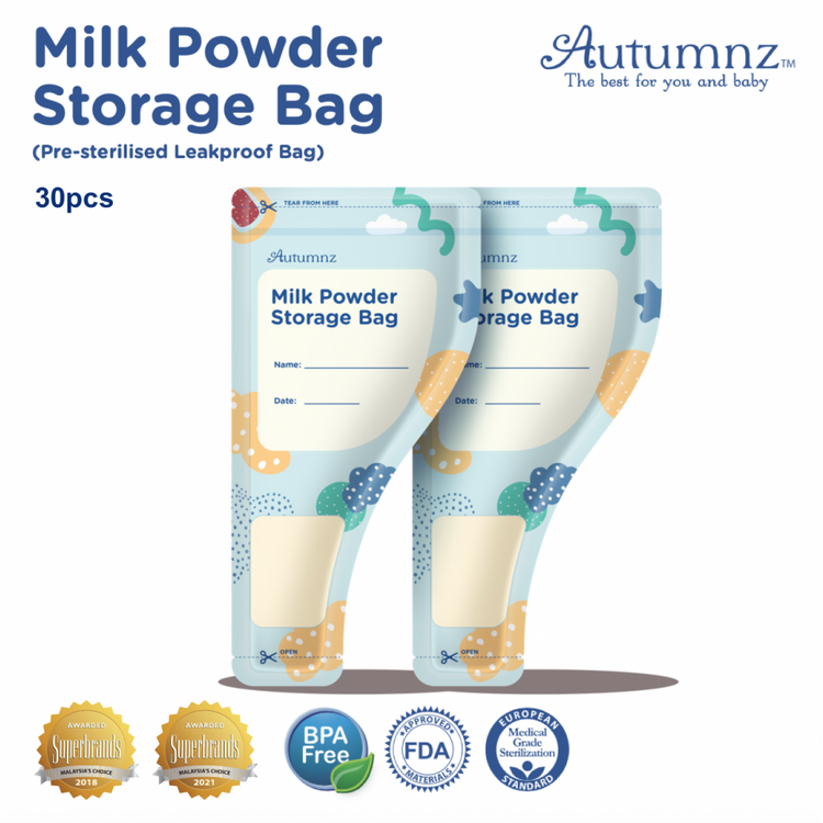 Autumnz Milk Powder Storage Bag 30's | Food Storage Bag (Pre-sterilised Leakproof Bag)