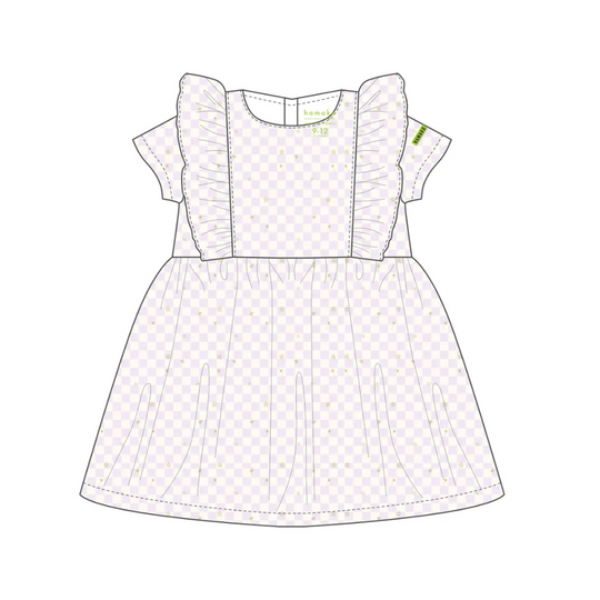 Hamako Tencel Baby Kids Frill Dress Stary Gingham