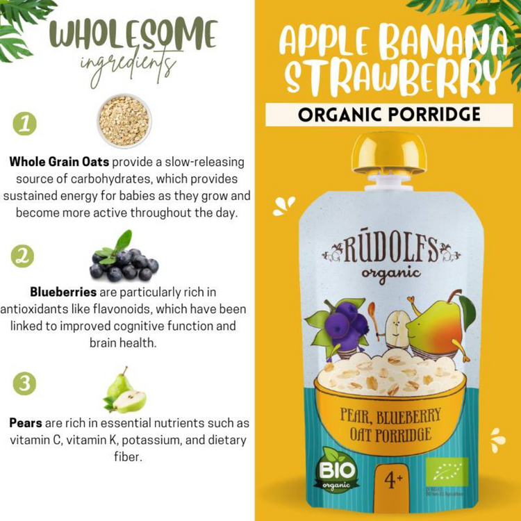 [Halal] Rudolfs Organic Premium Baby Porridge in Pouches (suitable: 4m+ -- 6m+)