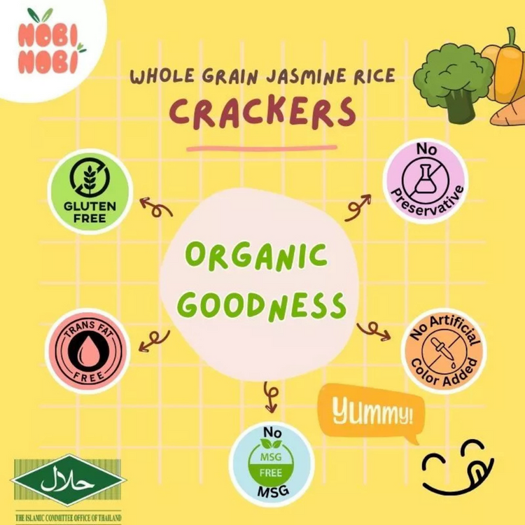 [HALAL] Nobi Nobi Organic Rice Crackers (80g) (18m+) Ready To Eat Baby Rice Snacks /Travel Food /Baby Food