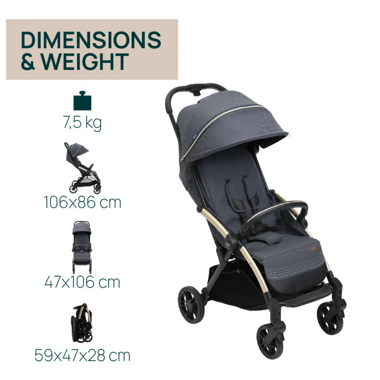 Chicco Goody XPlus Auto Fold Stroller - Dark Shadow (Newborn up to 22kg)