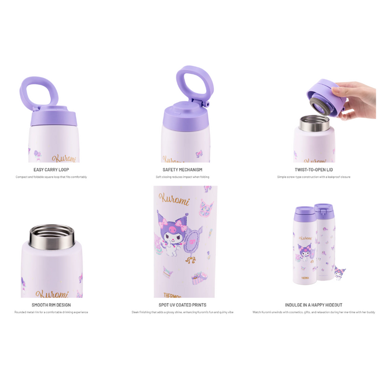 THERMOS 750ml Kuromi Vacuum Insulated Flask with Carry Loop [JOO-750KU25]