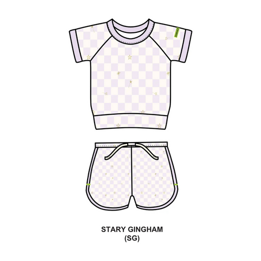 Hamako Tencel Kids Short Set Stary Gingham