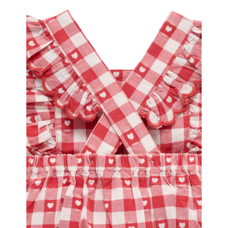 Purebaby Organic Overall Bodysuit - Heart Gingham