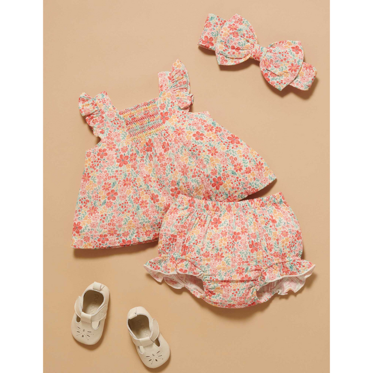 Purebaby Organic Festive Bow Headband - Summer Floral Print